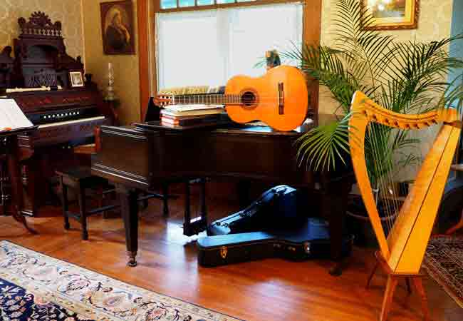 Musical instruments in the front parlor